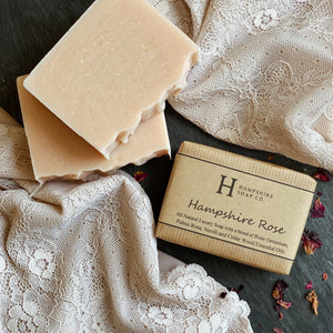 Hampshire Rose Soap - Pink Cleansing Clay Soap with a blend of Rose Geranium, Palma Rosa, Cedarwood & Neroli Essential Oils