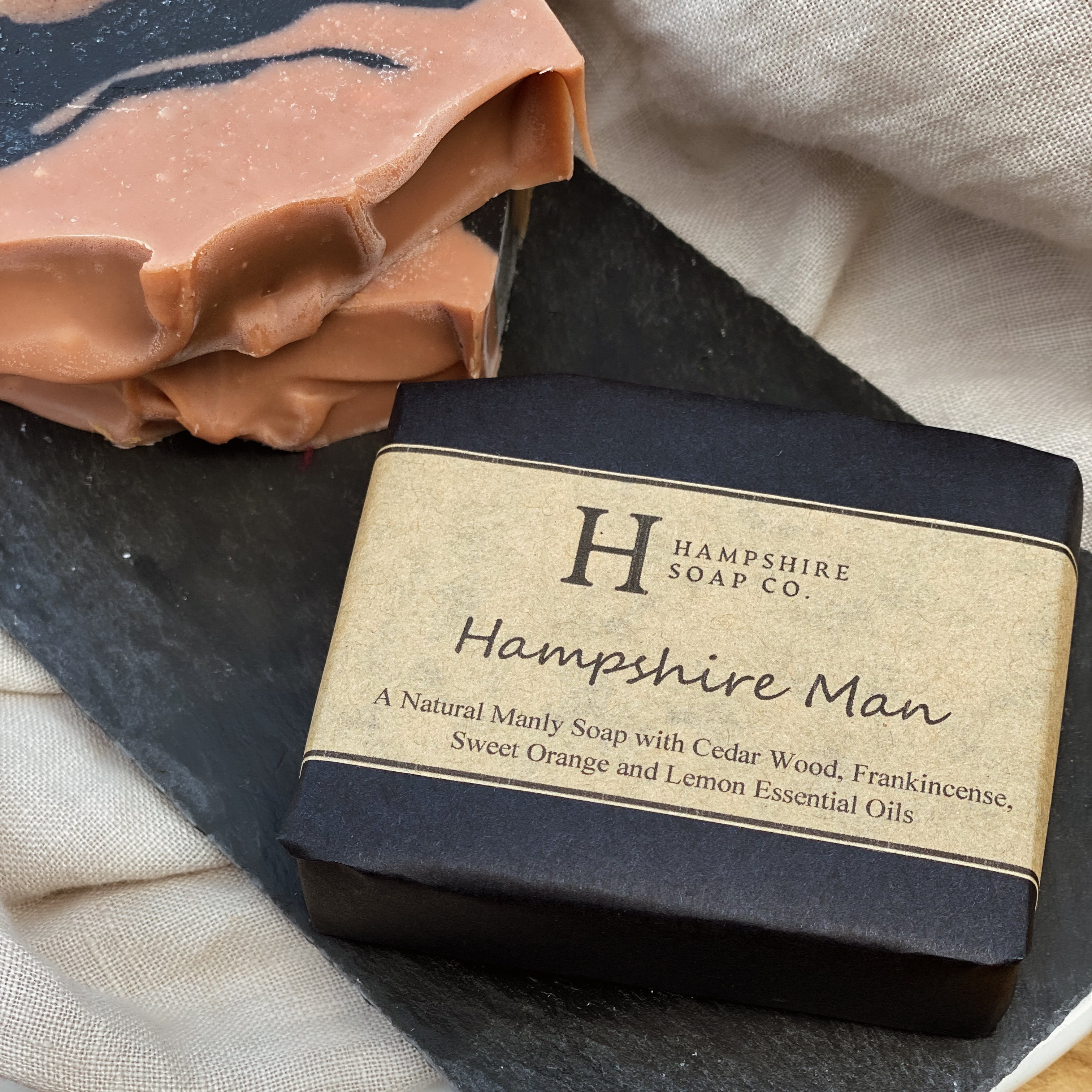 Hampshire Man Soap - Deep Cleansing Clay Soap with a blend of Cedar Wood, Frankincense, Lemon and Orange Essential Oils