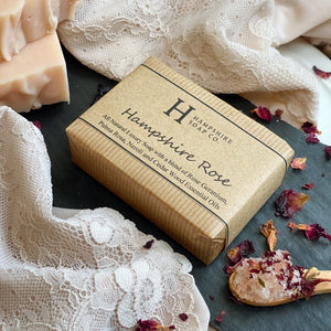 Hampshire Rose Soap - Pink Cleansing Clay Soap with a blend of Rose Geranium, Palma Rosa, Cedarwood & Neroli Essential Oils